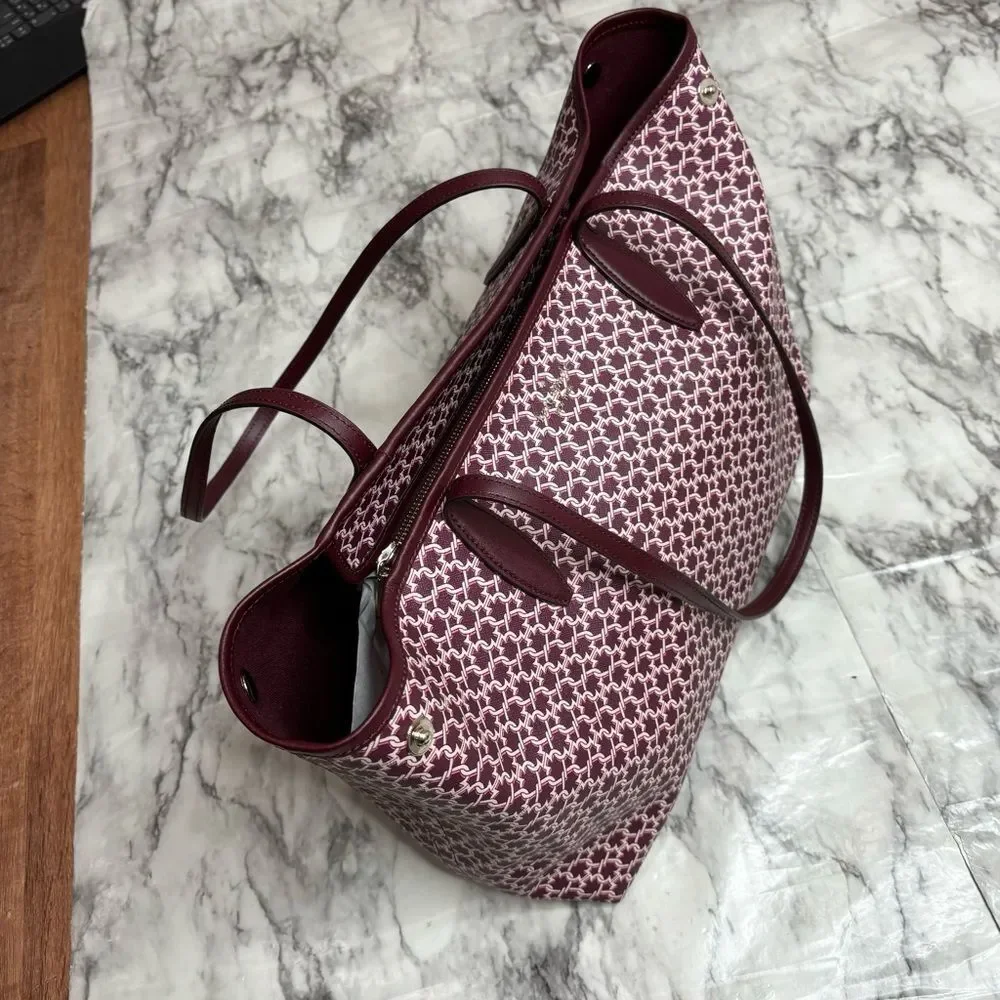 Kate Spade New York Spade Link Tote Large Bag zip pink saffiano pvc leather